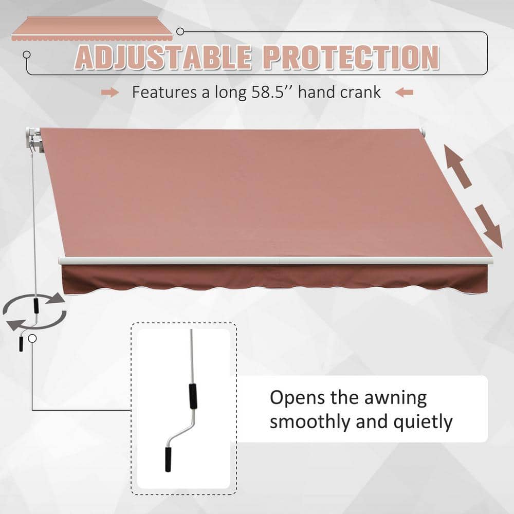 Coffee Brown 13' x 8' Retractable Patio Awning with Aluminum Frame