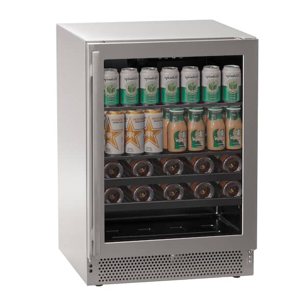 Marvel 24 in. Single Zone Beverage Center 18 Wine Bottles Plus Can Capacity in Stainless Steel Glass Door
