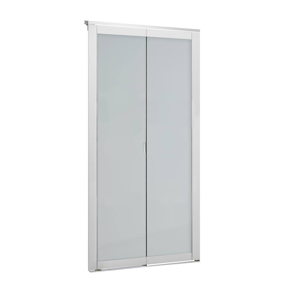White Frosted Glass Poplar Bifold Closet Door 30"x80.5"
