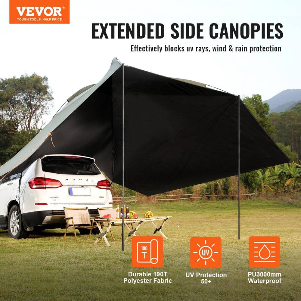 Large Portable Gray Car Side Awning with UV Protection