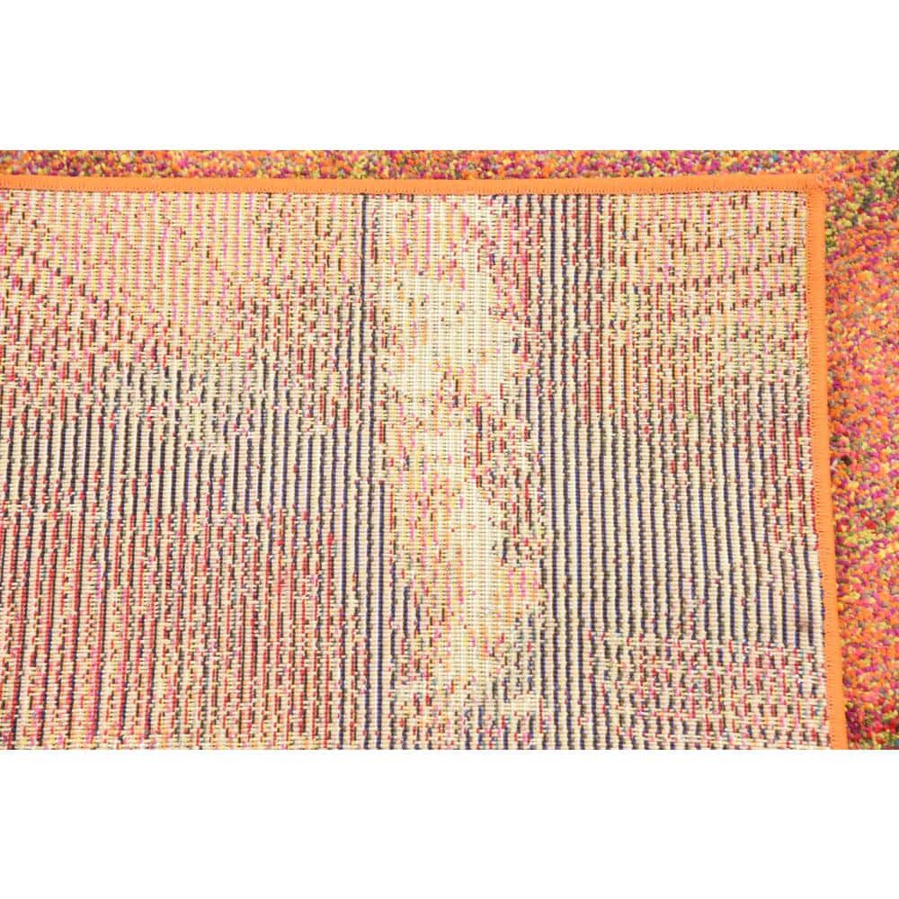 Rectangular Blue Abstract Stain-Resistant Synthetic Rug