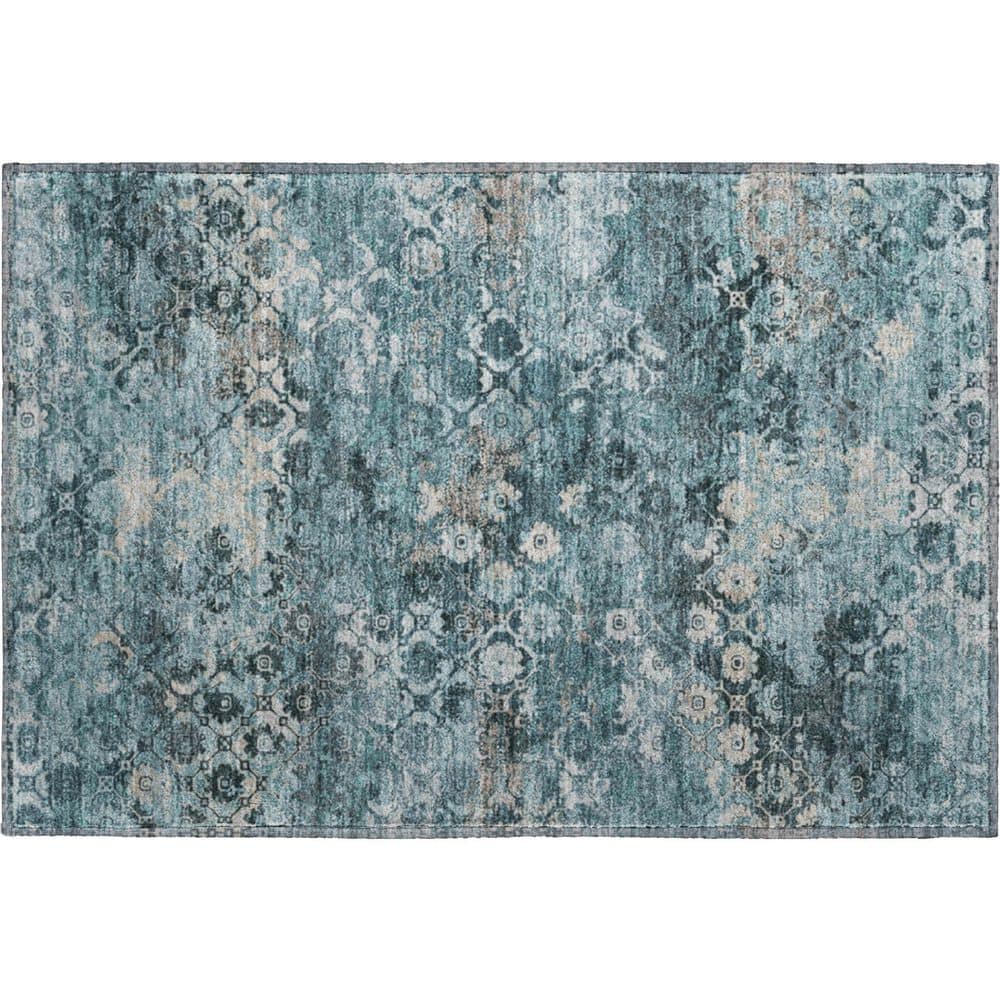 Mayfield Premium Machine Washable Abstract AMF2433 Teal 2 ft. x 3 ft. Accent Rug price history on PriceWatchPro