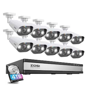 4K 16-Channel 5MP 4TB PoE NVR Security Camera System with 10 Wired Spotlight Audio Cameras, Color Night Vision
