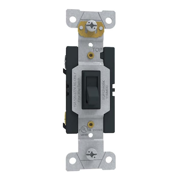 15 Amp 4-Way Light Switch Residential Black