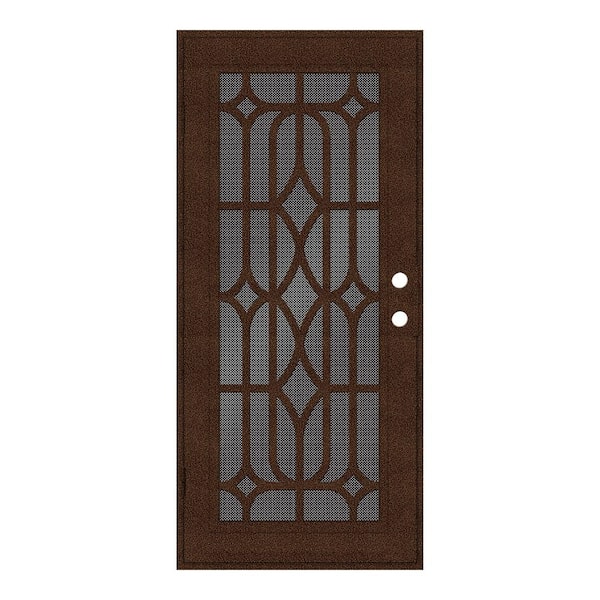 Unique Home Designs 36 in. x 80 in. Essex Copperclad Right-Hand Surface Mount Security Door with Black Perforated Metal Screen