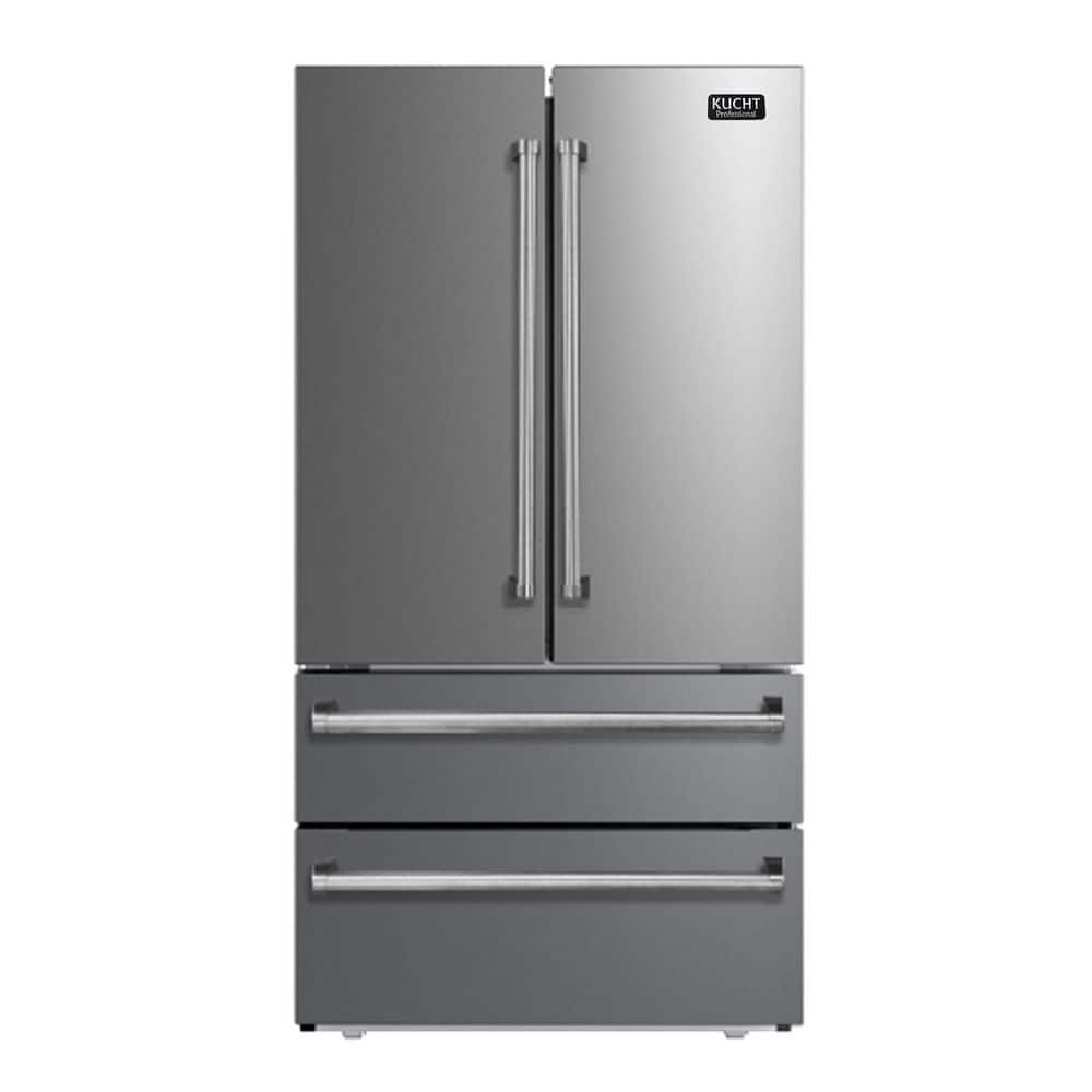 36 in. 22.5 cu. ft. Counter Depth Freestanding French Door Refrigerator in Stainless Steel with Ice Maker