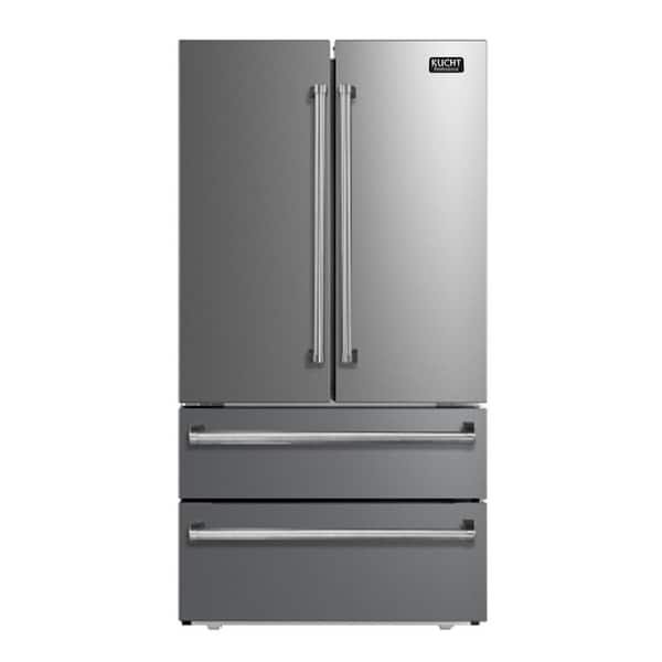 36 in. 22.5 cu. ft. Counter Depth Freestanding French Door Refrigerator in Stainless Steel with Ice Maker