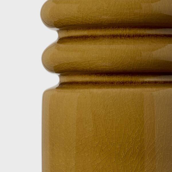 Generation Lighting - Feikudo 25 in. Cracked Honey Bedroom Home Office Living Room Table Lamp With White Linen Shade