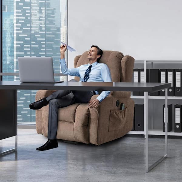 Z-joyee Brown Fabric Recliners Power Lift Recliner Chair