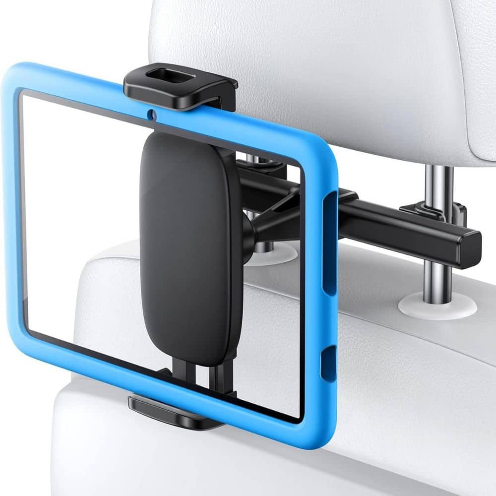 Car Tablet Mount Headrest Holder for Kids Travel Stand Compatible with 4.7-13 Devices 360° Rotatable Black