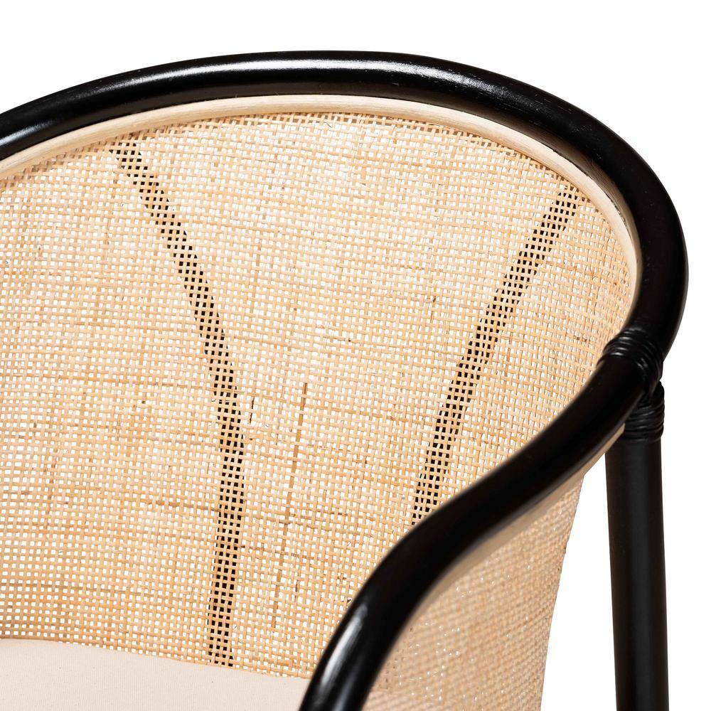 Miranda Black and Natural Rattan Cane Dining Chair Set