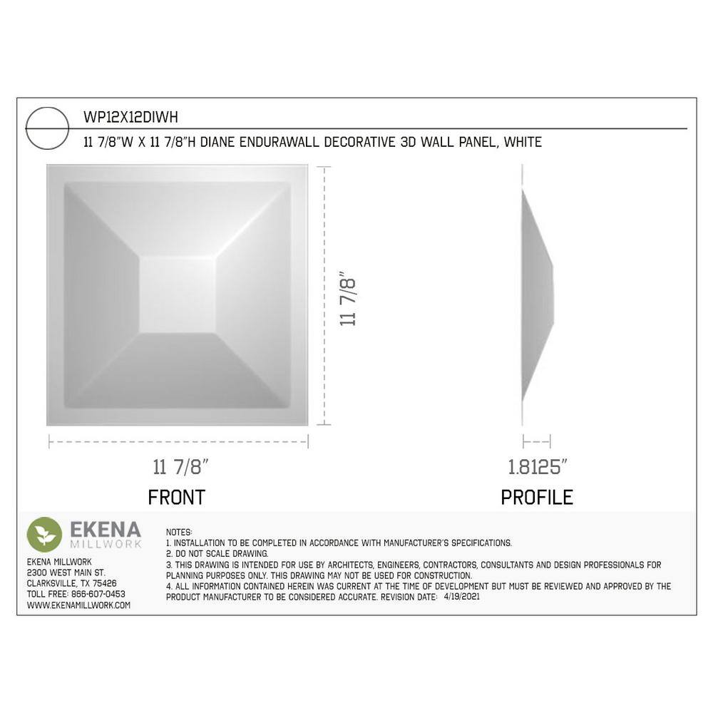 White 12" Square PVC 3D Wall Panels, Set of 10