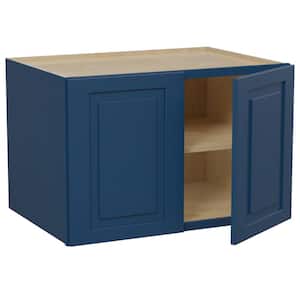 Grayson Mythic Blue Painted Plywood Shaker Assembled Wall Kitchen Cabinet Soft Close 36 in W x 24 in D x 24 in H