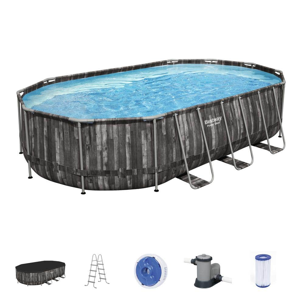 Bestway Power Steel 20  x 12  x 48  Oval Above Ground Swimming Pool Set