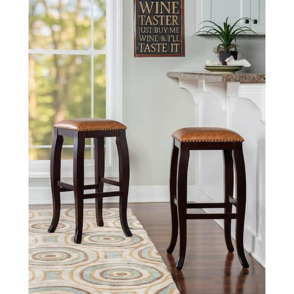 San Francisco 30 in. Brown Wenge Cushioned Bar Stool
