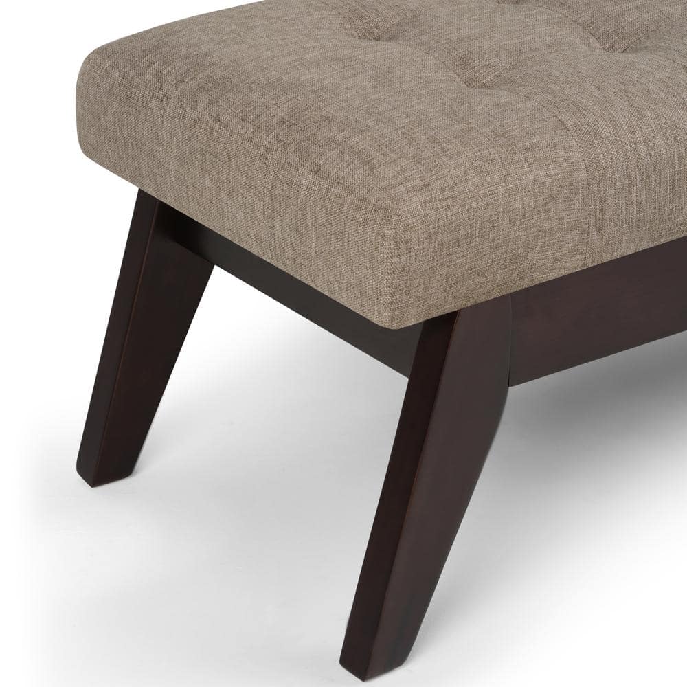 Draper 40" Wide Fawn Brown Linen Tufted Mid-Century Ottoman Bench