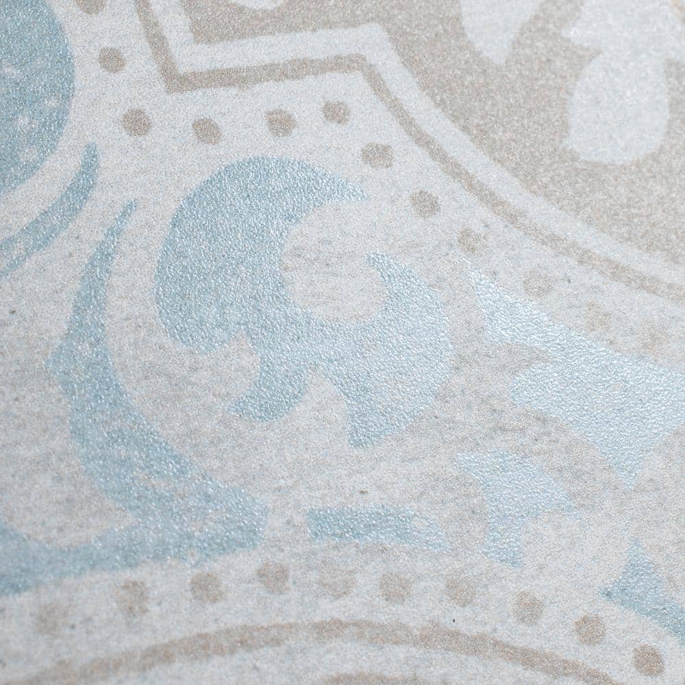 Barcelona 6" x 6" Beige and Blue Porcelain Patterned Tile