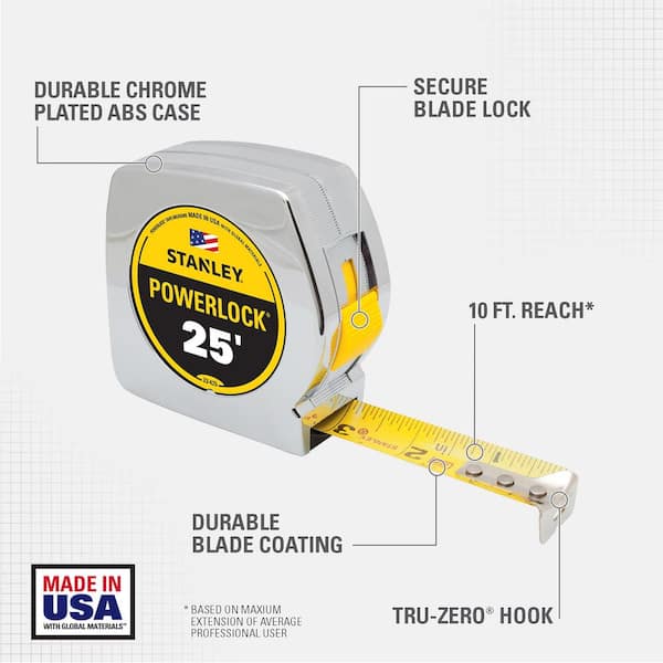 Stanley 25 ft x 1 in Chrome Case PowerLock Classic Tape Measure 2 Pack  Bundle 33-425K from Stanley - Acme Tools