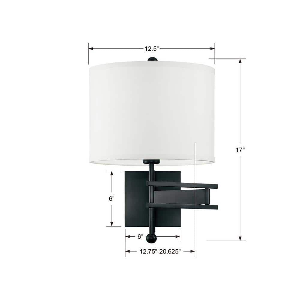 Matte Black and White Silk Dimmable Swing Arm Wall Light