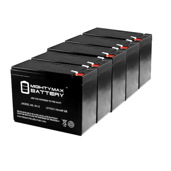 MIGHTY MAX BATTERY ML10-12 - 12V 10AH BP10-12 PWL12V100 A512 10.0SR 10.0S Replacement Battery - 5 Pack