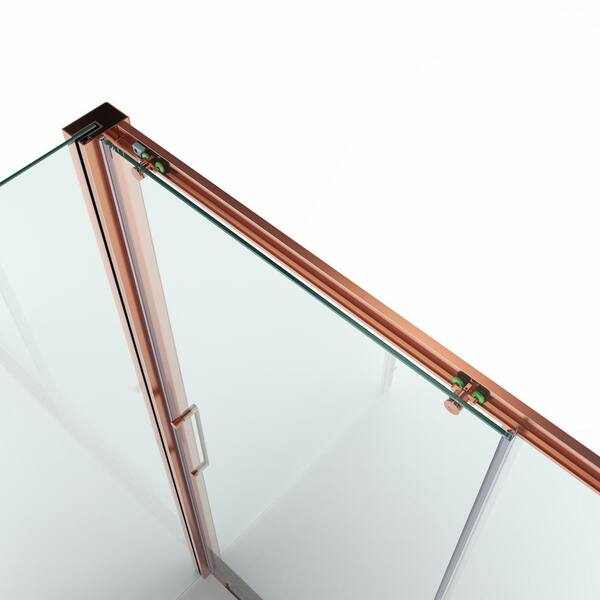 EPOWP - 35 in. W x 76 in. H Neo Angle Pivot Frameless Corner Shower Enclosure in Rose Gold Finish with Toughened Glass
