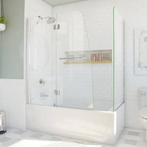 Aqua 56 in. to 60 in. x 58 in. Semi-Frameless Hinged Tub Door with Return Panel in Chrome