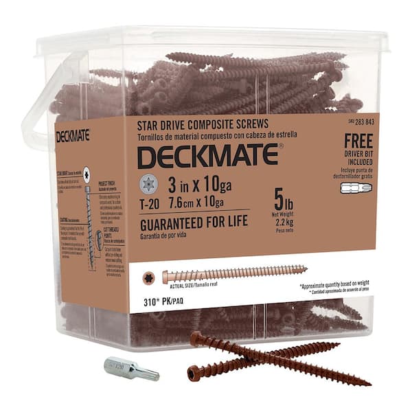 DECKMATE 10 x 3 in. Star Pan-Head Composite Red Deck Screws 5 lbs.-Box (310-Piece)