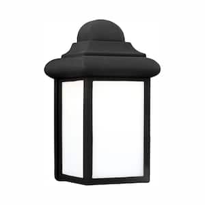 Mullberry Hill 1-Light Black Outdoor 8.75 in. Wall Lantern Sconce with LED Bulb