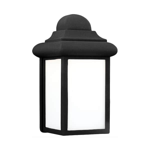 Generation Lighting Mullberry Hill 1-Light Black Outdoor 8.75 in. Wall Lantern Sconce with LED Bulb