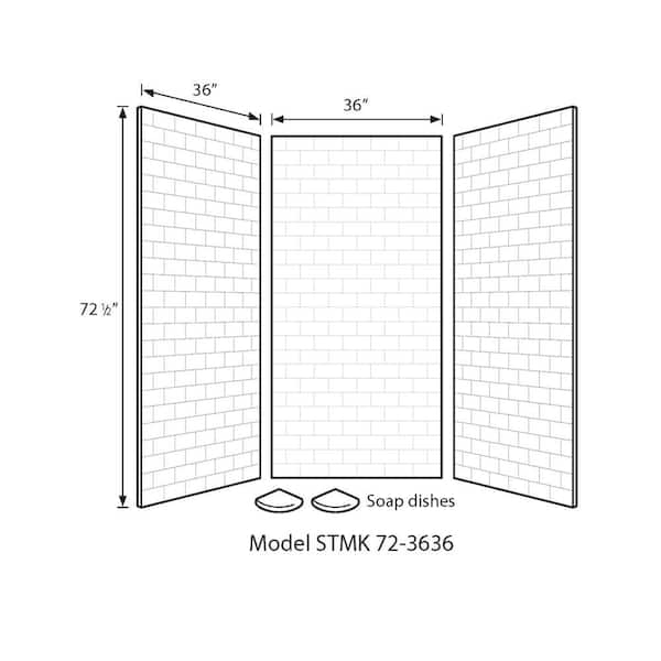 36 in. x 36 in. x 72 in. 3-Piece Easy Up Adhesive Alcove Shower Surround in Bermuda Sand 36 in. x 36 in. x 72 in. 3-Piece Easy Up Adhesive Alcove Shower Surround in Bermuda Sand