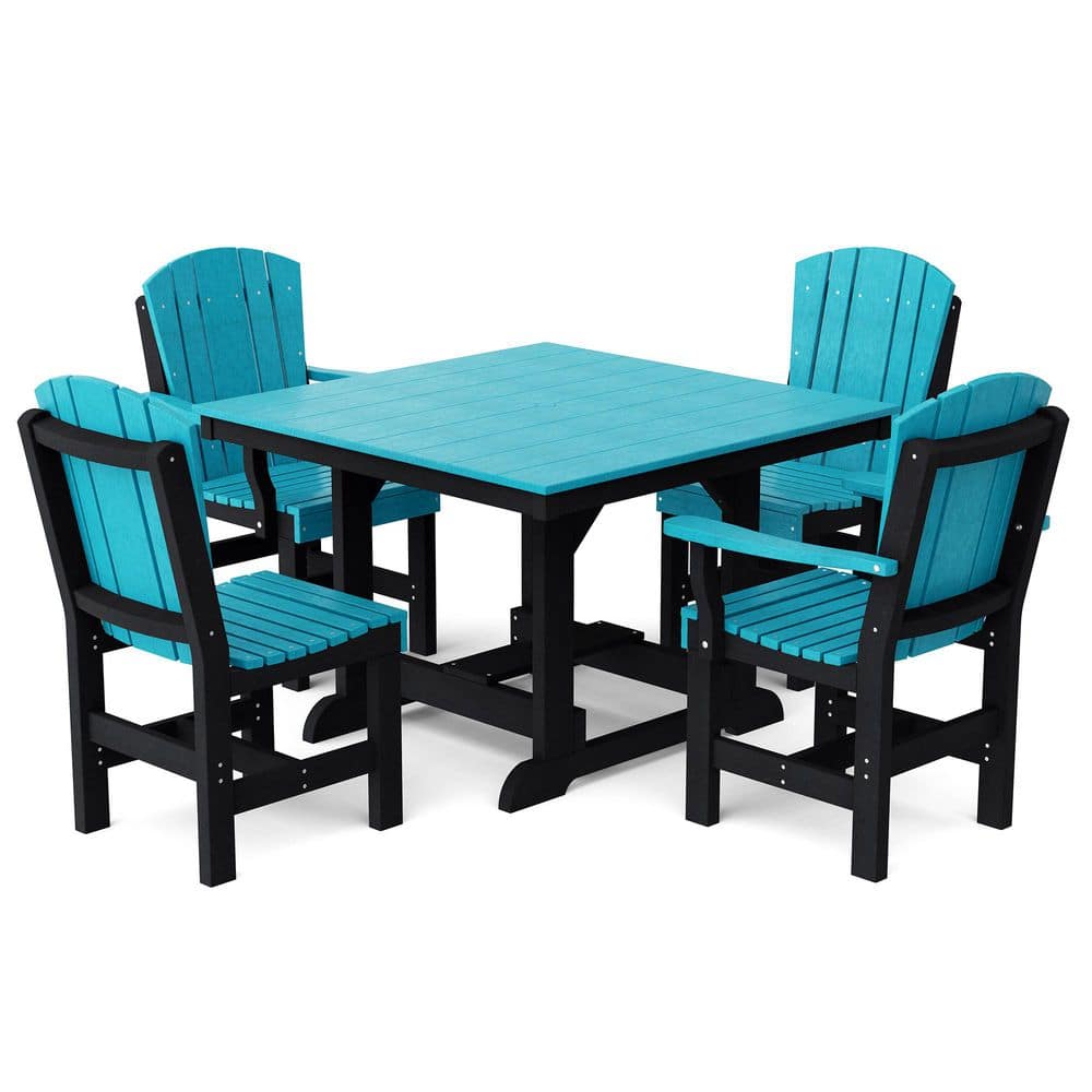 Heritage 5-Piece Aruba Blue and Black HDPE Plastic Outdoor Patio Dining Set price history on PriceWatchPro