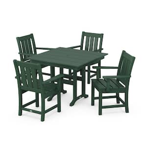 5-Piece Oxford Farmhouse Plastic Square Outdoor Dining Set in Green