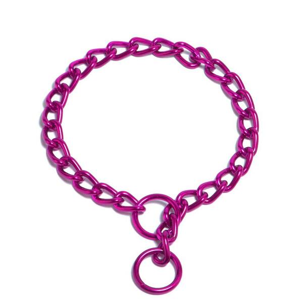 Platinum Pets 20 in. x 3 mm Coated Steel Chain Training Collar in Raspberry