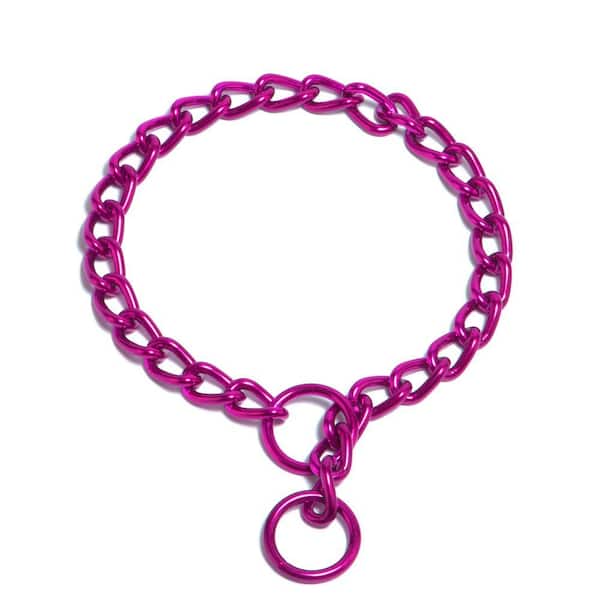 Platinum Pets 22 in. x 2.5 mm Coated Steel Chain Training Collar in Raspberry
