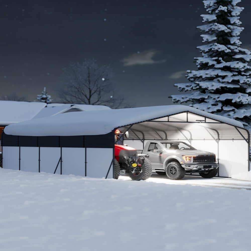 20x25 FT Heavy Duty Carport w/LED, Galvanized Roof, Removable PE Walls, White Skirt price history on PriceWatchPro