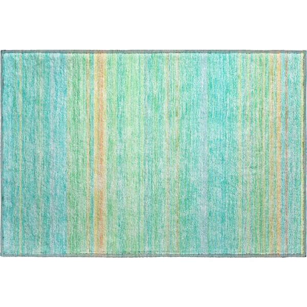Addison Rugs Mayfield Premium Machine Washable Abstract AMF979 Aqua 1 ft. 8 in. x 2 ft. 6 in. Area Rug