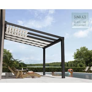Stockholm 11 ft. x 12 ft. Gray/Clear Patio Cover with Shades