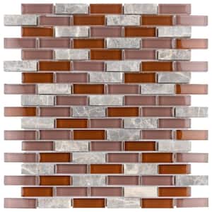 Tessera Subway Bordeaux 10-3/4 in. x 11-3/4 in. Glass and Stone Mosaic (8.97 sq. ft./Case)