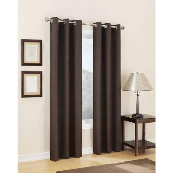 Sun Zero Semi-Opaque Chocolate Tom Thermal Lined Curtain Panel, 40 in. W x 63 in. L
