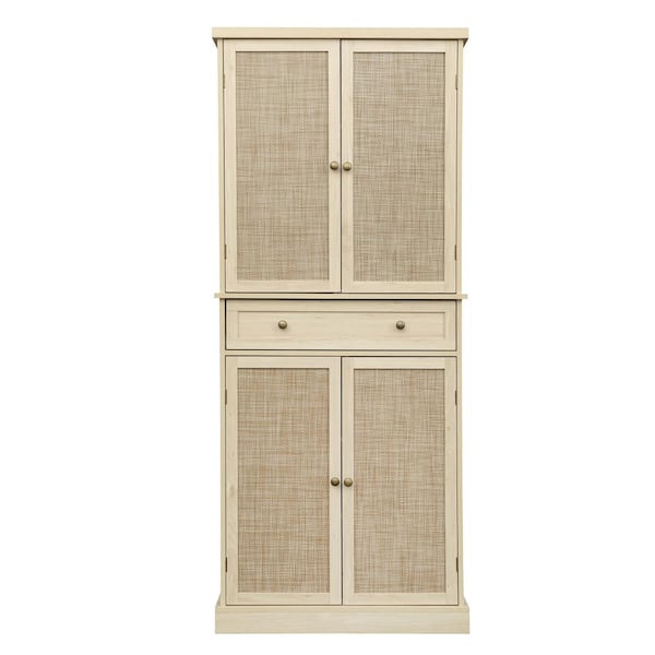 Unbranded 29.93 in. W x 15.75 in. D x 72.33 in. H Brown Linen Cabinet with 1 Drawer, 4 Adjustable Inner Shelves