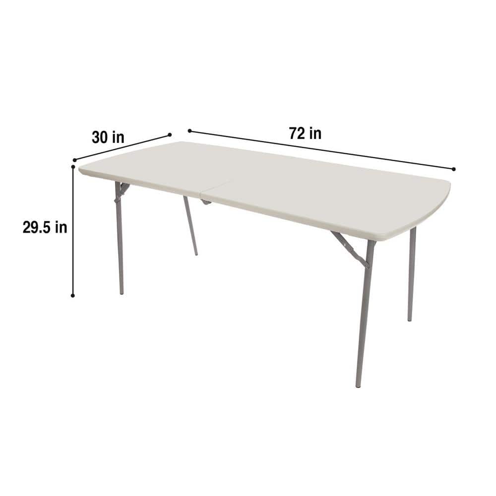 Gray 6 ft Fold-In-Half Banquet Table with Steel Frame