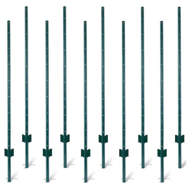 Heavy Duty 5 ft. Steel Fence U-Posts, 10-Pack-U-Channel Metal Garden Posts for Wire Fencing, Corner and Anchor Support