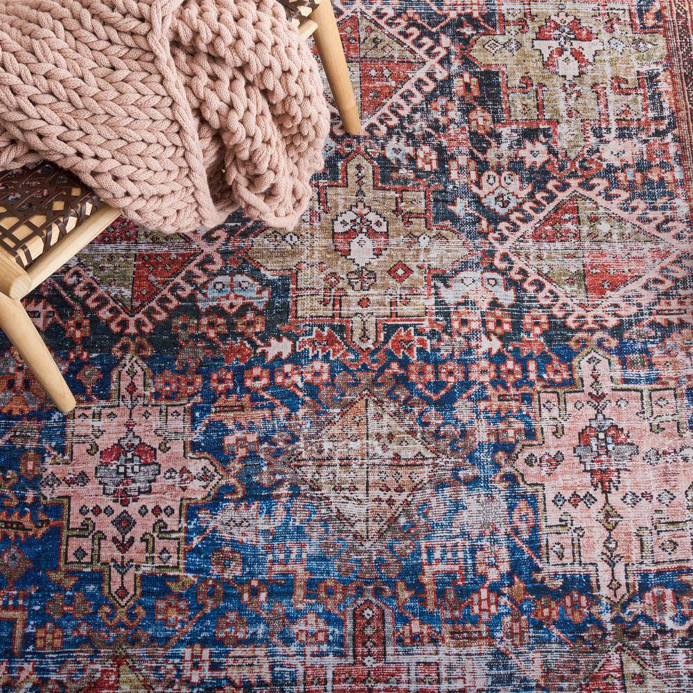 48" Square Red Synthetic Non-Slip Washable Rug