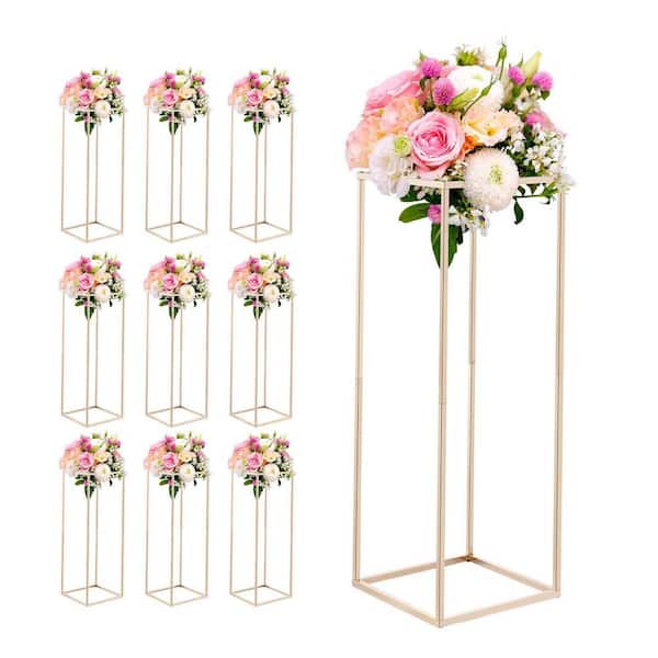 Wedding Flower Stand, 10PCS 31.5 in. Column Flower Stand, Gold Centerpiece Stands, Floral Stands with Hidden Screw