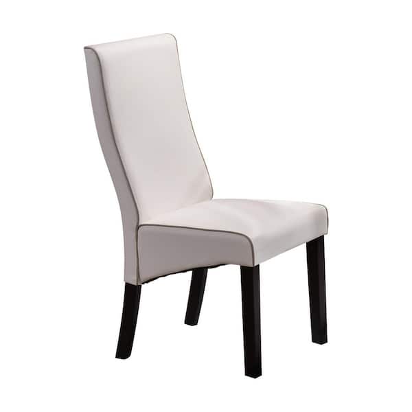 Signature Home Finish White Material Wood Upholstered Parson Chairs (Set of 2) Dimensions: 23 in. W x 18 in. L x 40 in. H
