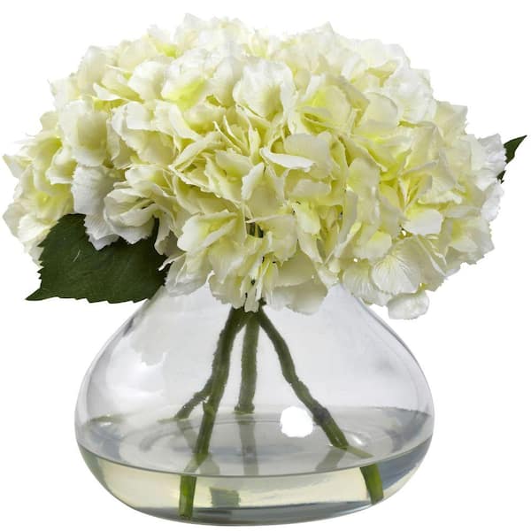 Nearly Natural Large Blooming Artificial Hydrangea with Vase