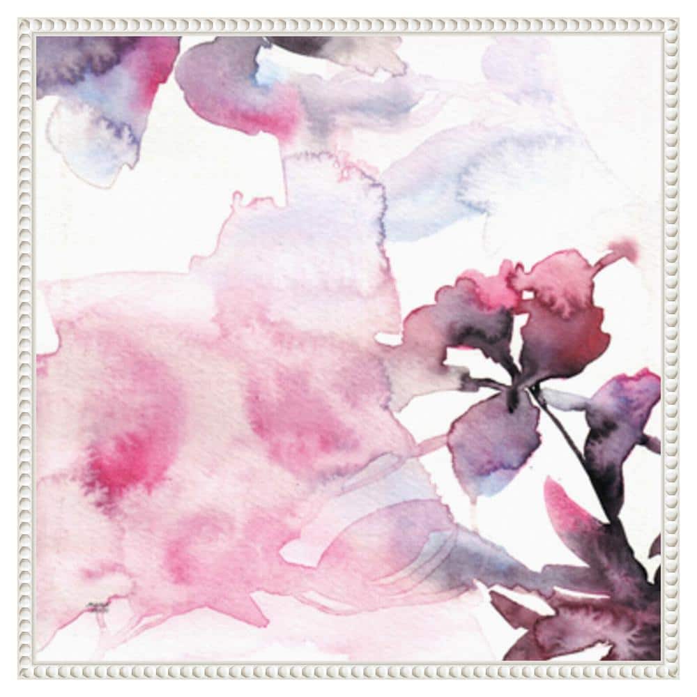 22" White Floater Frame Watercolor Floral Canvas Art Print