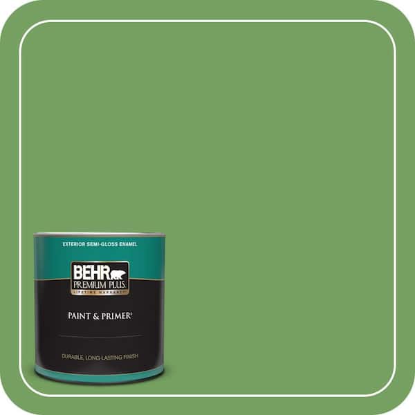 BEHR PREMIUM PLUS 1 qt. #MQ4-47 Parakeet Semi-Gloss Enamel Exterior Paint & Primer