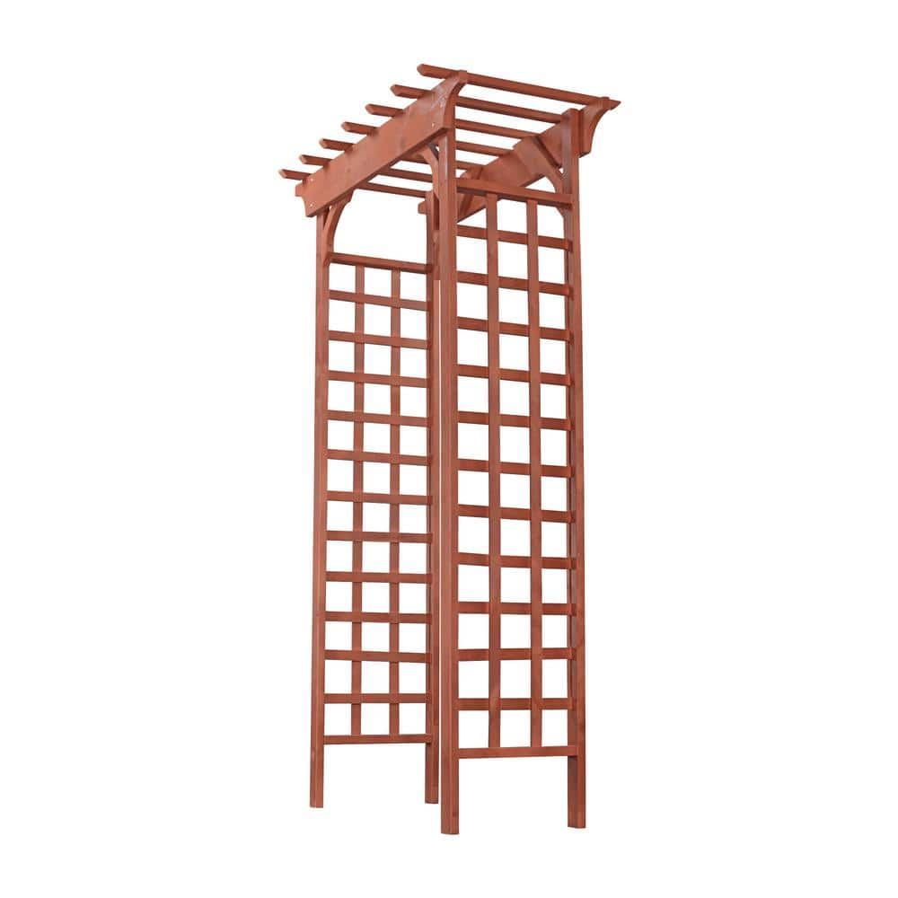 Medium Brown Western Red Cedar Garden Arbor with Double Lattice Panels