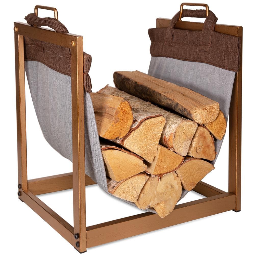Felt log basket with deer design, felt basket for firewood, log carrier,  firewood carrier